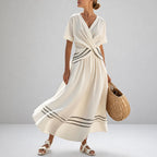 Ella - Women's Twist-Front V-Neck Midi Dress