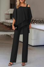 Eloise - Women's Cold-Shoulder Layered Evening Pantsuit