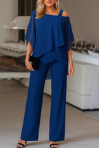 Eloise - Women's Cold-Shoulder Layered Evening Pantsuit