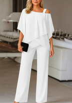 Eloise - Women's Cold-Shoulder Layered Evening Pantsuit