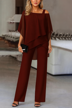 Eloise - Women's Cold-Shoulder Layered Evening Pantsuit