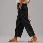 Elowen - Women's Lace-Trim Tapered Cropped Pants