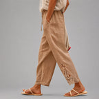 Elowen - Women's Lace-Trim Tapered Cropped Pants
