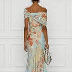 Emmeline - Women's Floral Off-Shoulder Mermaid Midi Dress 2