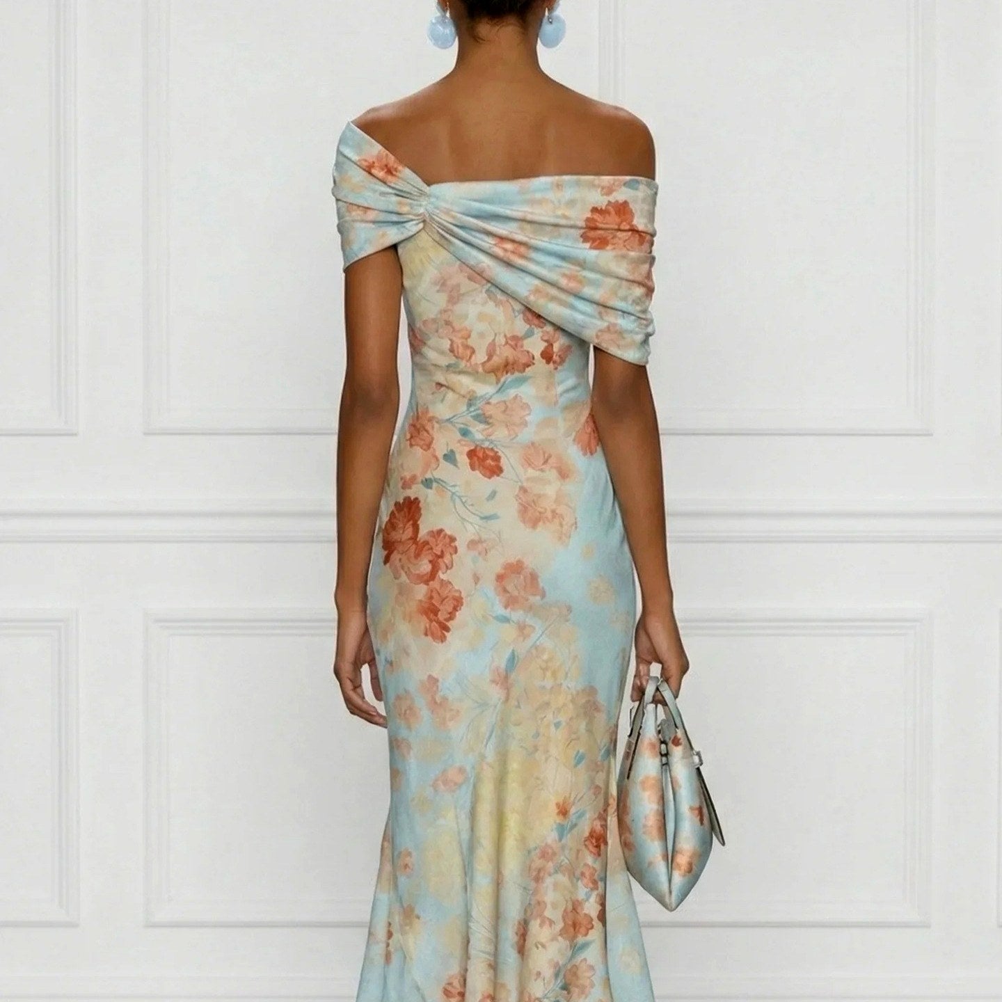 Emmeline - Women's Floral Off-Shoulder Mermaid Midi Dress 2