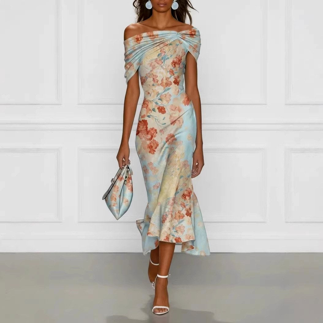 Emmeline - Women's Floral Off-Shoulder Mermaid Midi Dress 5