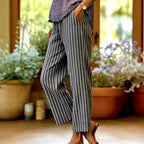 Esme - Women's Striped Relaxed Straight-Leg Trousers 2