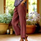 Esme - Women's Striped Relaxed Straight-Leg Trousers 3