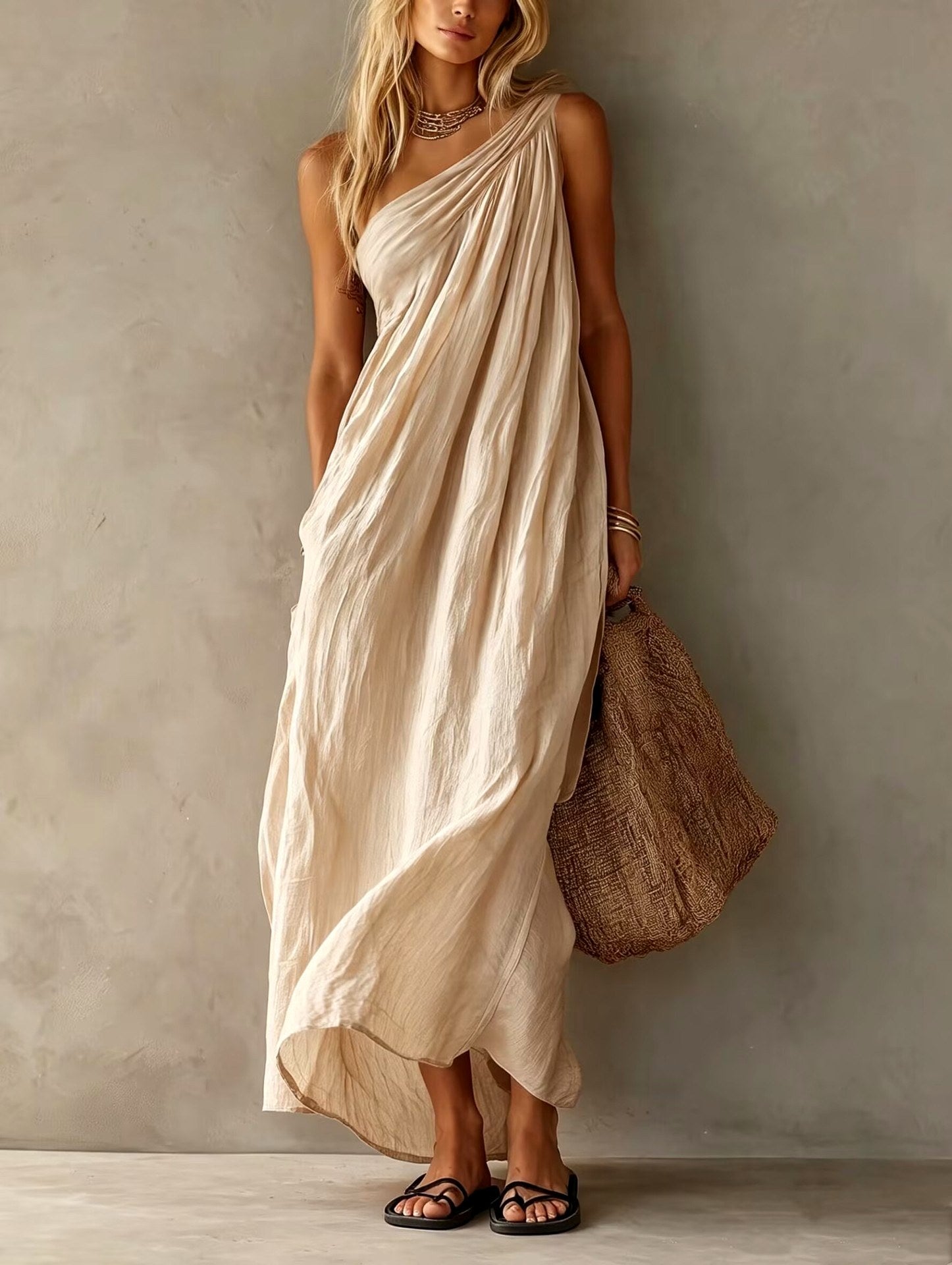 Ethel - Women's Textured One-Shoulder Resort Maxi Dress 2