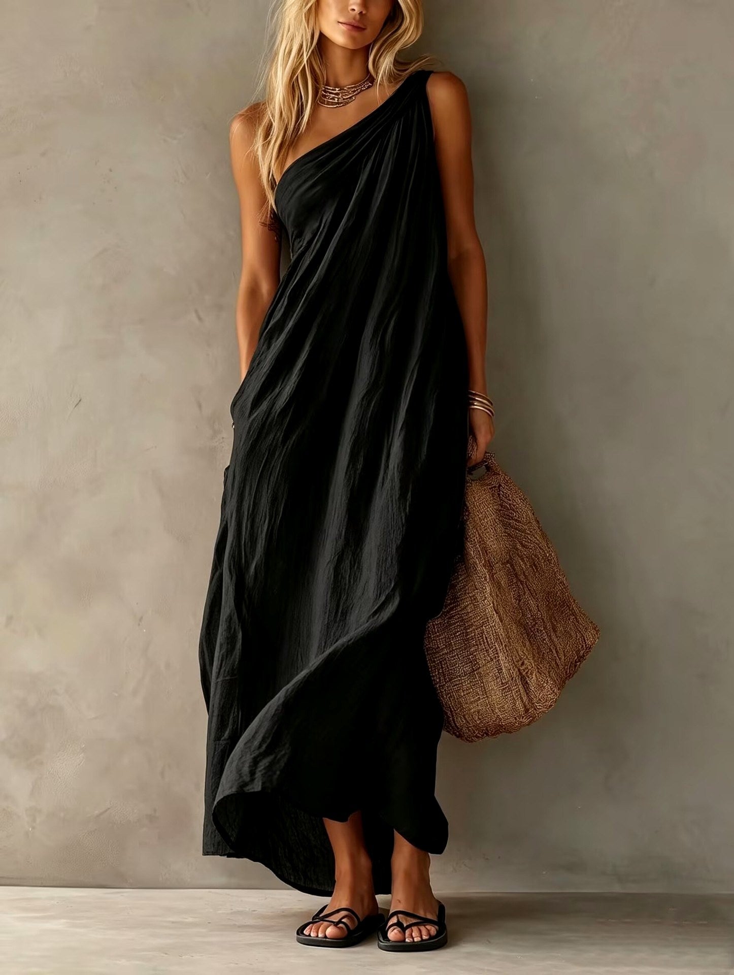 Ethel - Women's Textured One-Shoulder Resort Maxi Dress 3