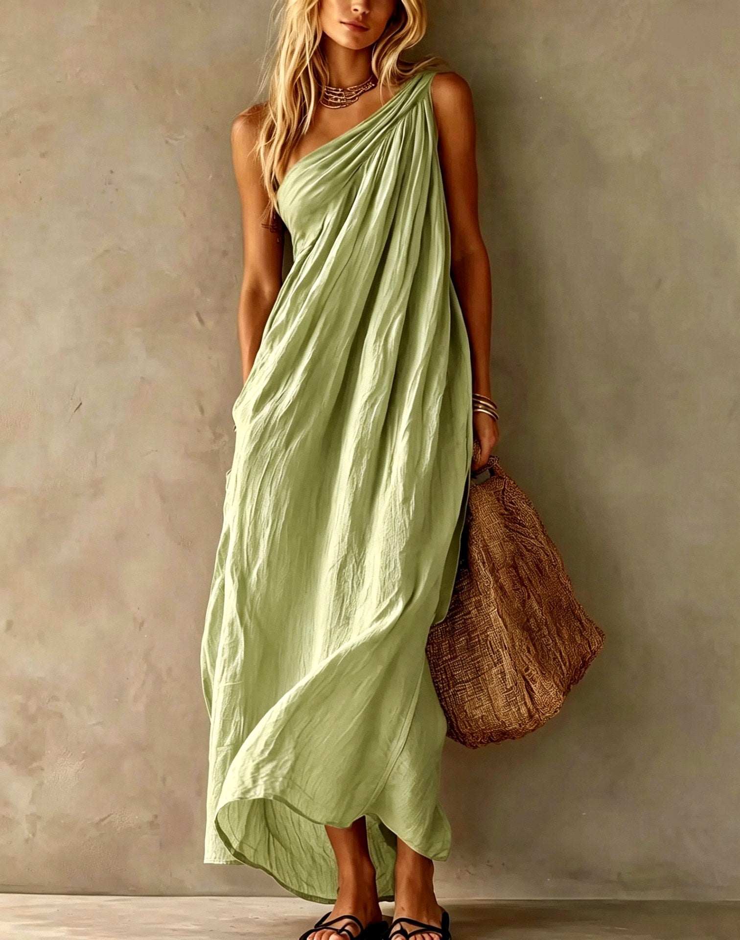 Ethel - Women's Textured One-Shoulder Resort Maxi Dress 4