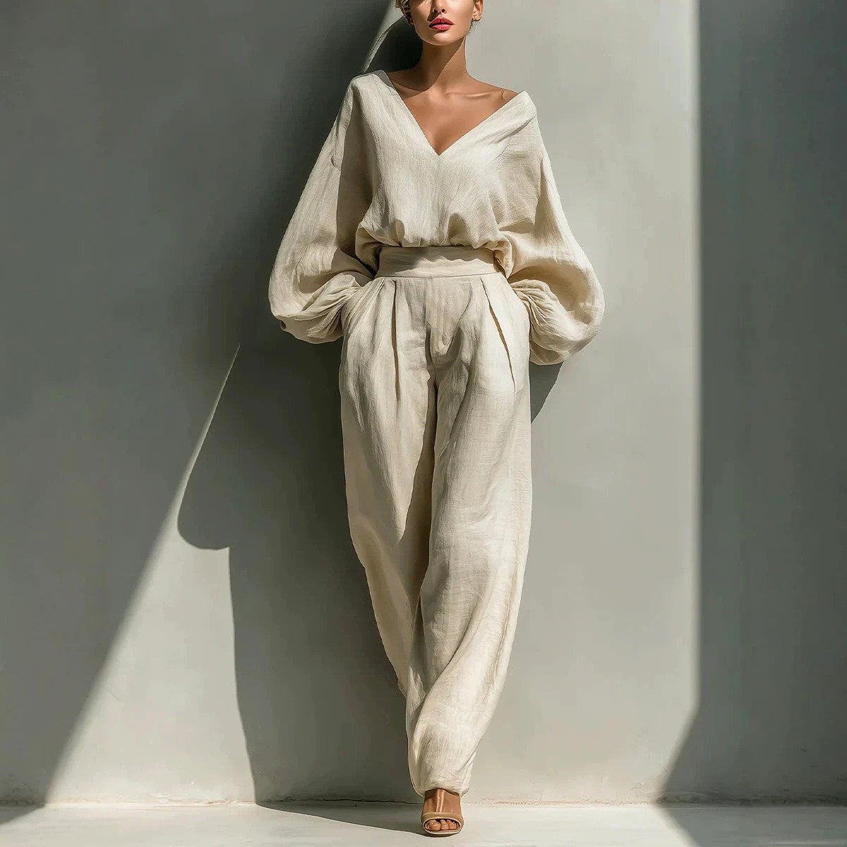Eulalie - Women's Wide-Leg Relaxed Two-Piece Set 1