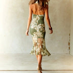 Evangelina - Women's Floral Halter Bodycon Midi Dress 2