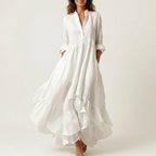 Evangeline - Women's Button-Front Tiered Maxi Dress