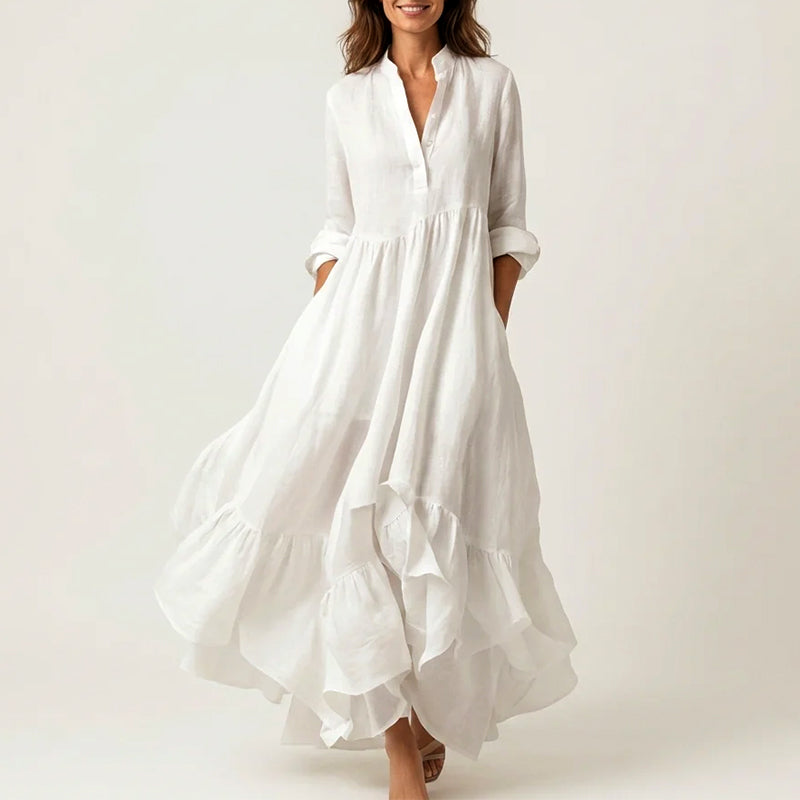 Evangeline - Women's Button-Front Tiered Maxi Dress