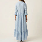 Evangeline - Women's Button-Front Tiered Maxi Dress