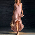 Eveline - Women's V-Neck Sleeveless Ruffle Hem Resort Maxi Dress 1