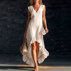 Eveline - Women's V-Neck Sleeveless Ruffle Hem Resort Maxi Dress 3