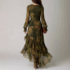 Evelyn - Women's Floral Wrap Ruffle High-Low Maxi Dress 2