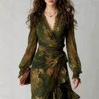 Evelyn - Women's Floral Wrap Ruffle High-Low Maxi Dress 3