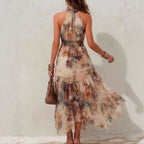 Fae - Women's Floral Halter Tiered Resort Maxi Dress 3