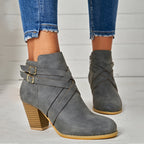 Faye - Women's Strappy Block Heel Ankle Boots