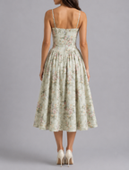 Faye - Women's Sweetheart Corset Midi Dress with Gathered Skirt