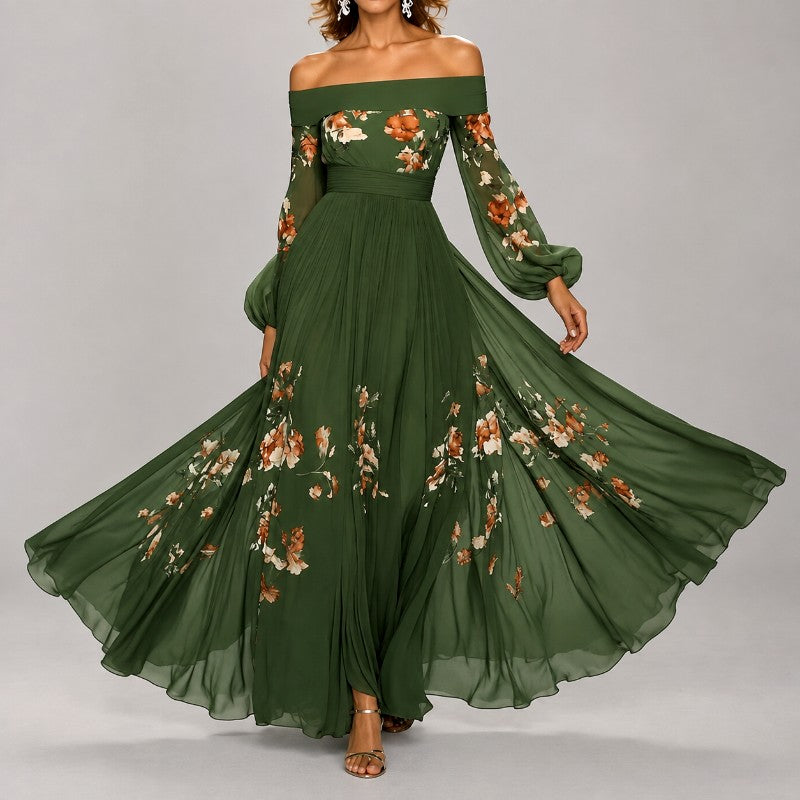 Faye - Women's Off-Shoulder Floral Chiffon Maxi Dress 1