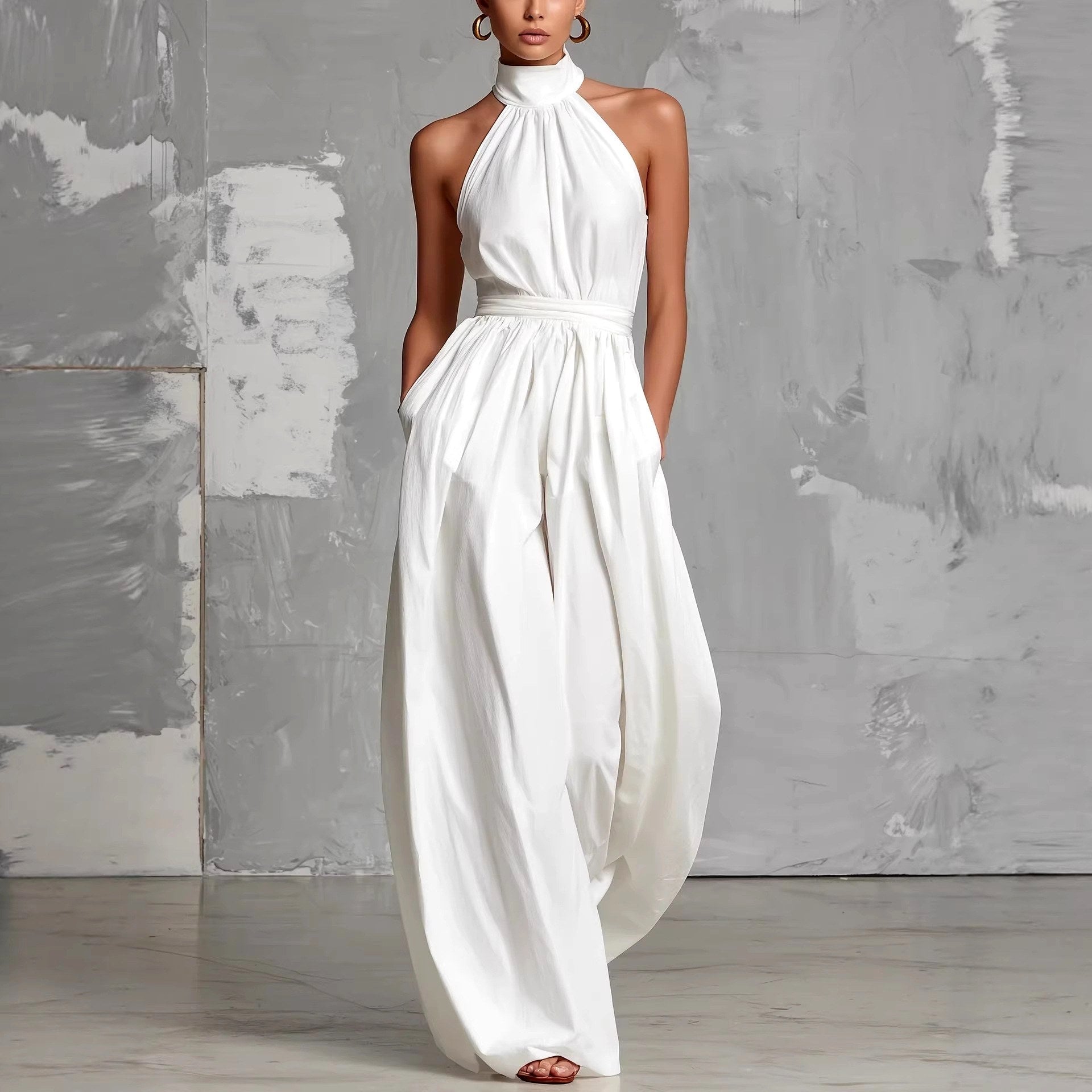 Florence - Women's Halter Ruched Waist Jumpsuits 1