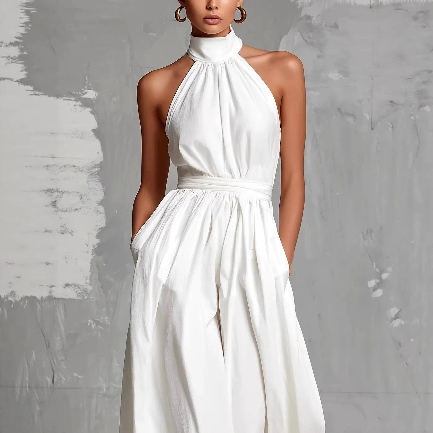 Florence - Women's Halter Ruched Waist Jumpsuits 3