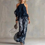 Florence - Women's Halter Ruffle Top & Wide-Leg Pants Set 1