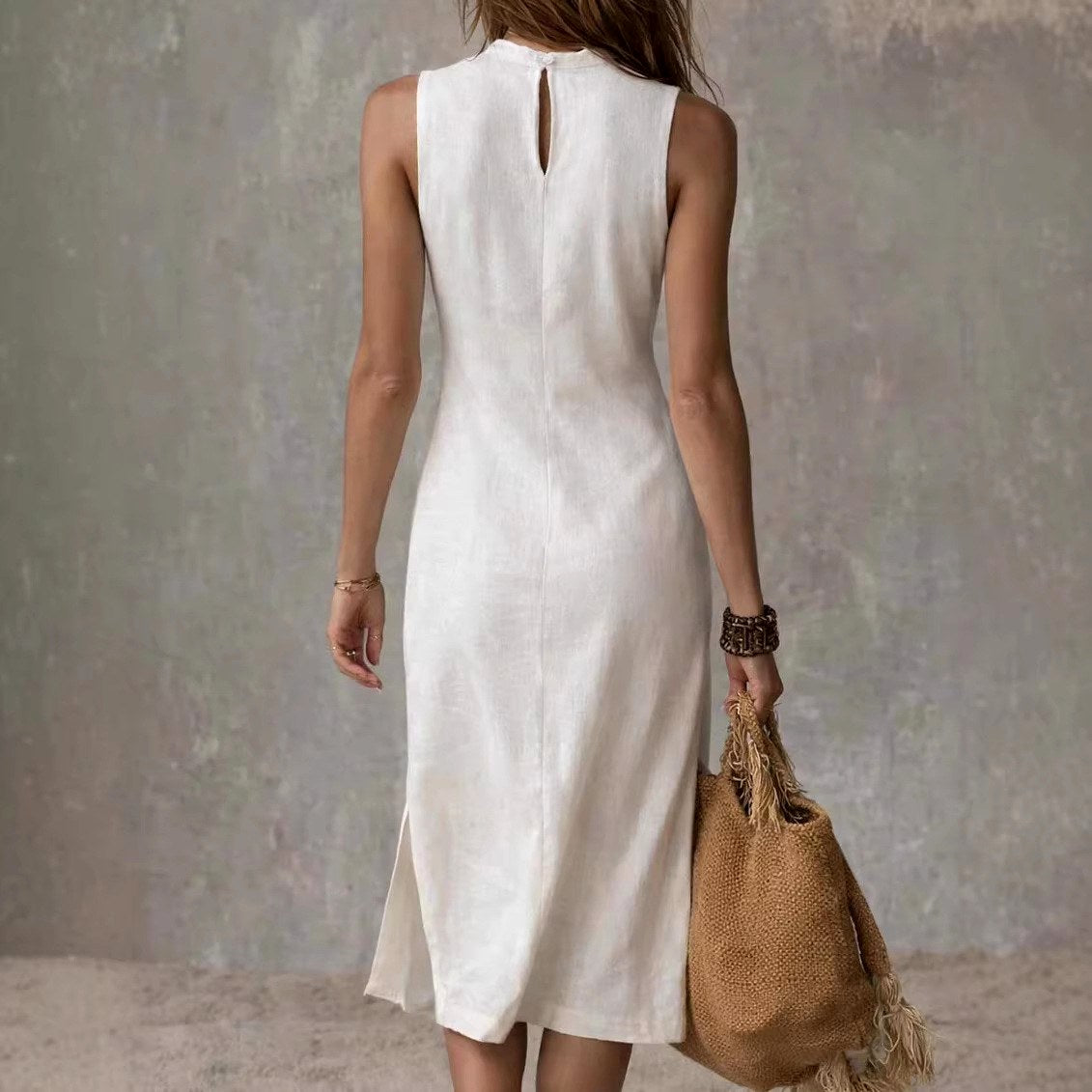 Galina - Women's Sleeveless Mock Neck Midi Dress 4