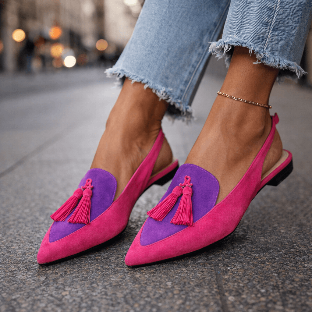Gemma - Women's Tassel Slingback Pointed Flats