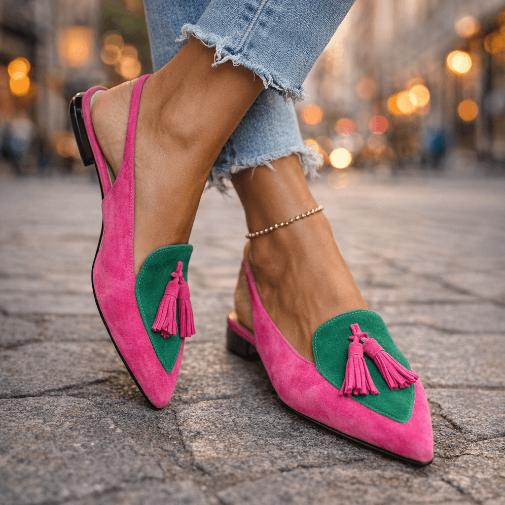 Gemma - Women's Tassel Slingback Pointed Flats