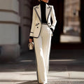 Genevieve - Women's Contrast Trim Blazer & Trouser Set 1