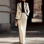 Genevieve - Women's Contrast Trim Blazer & Trouser Set 1