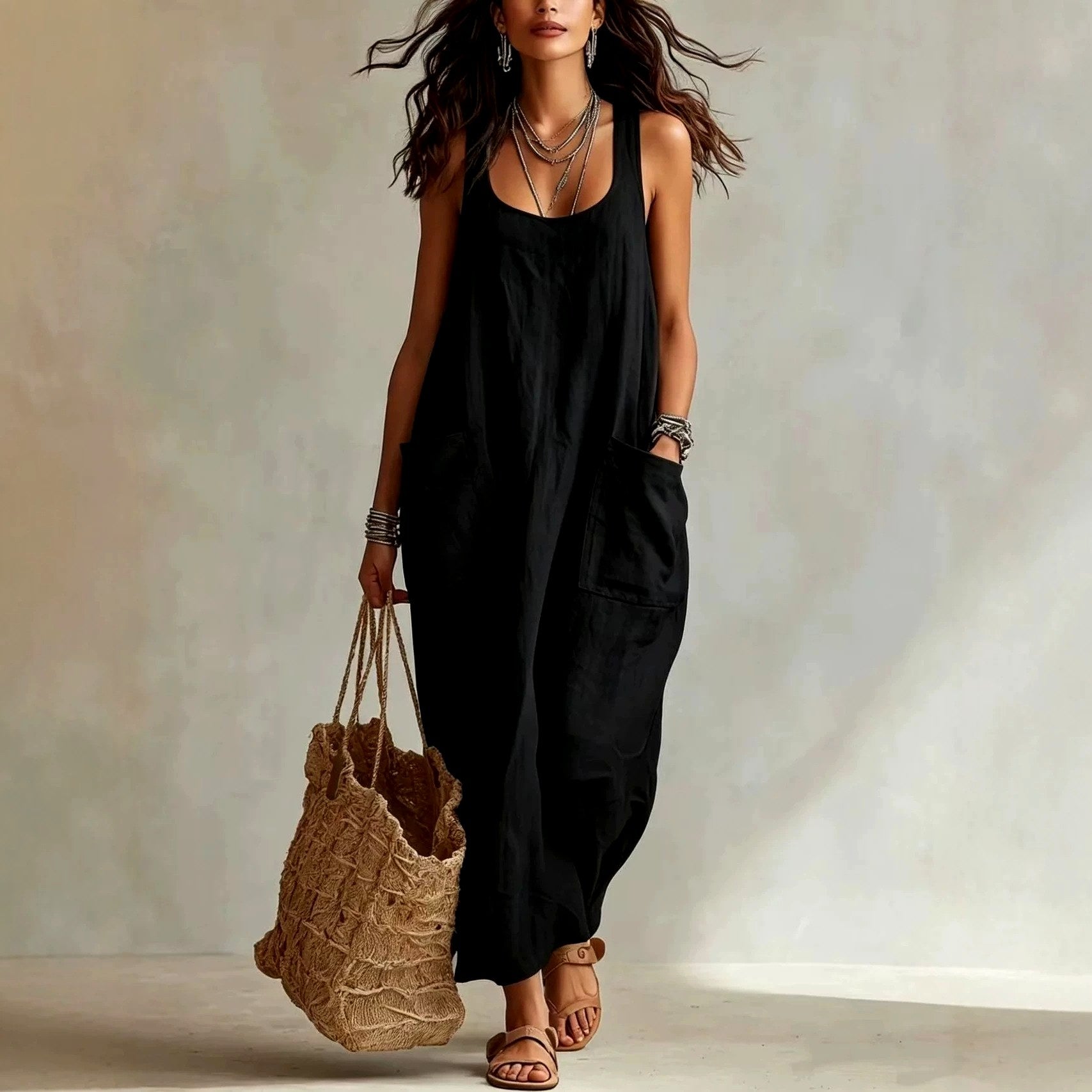 Genevieve - Women's U-Neck Sleeveless Vacation Maxi Dress 2