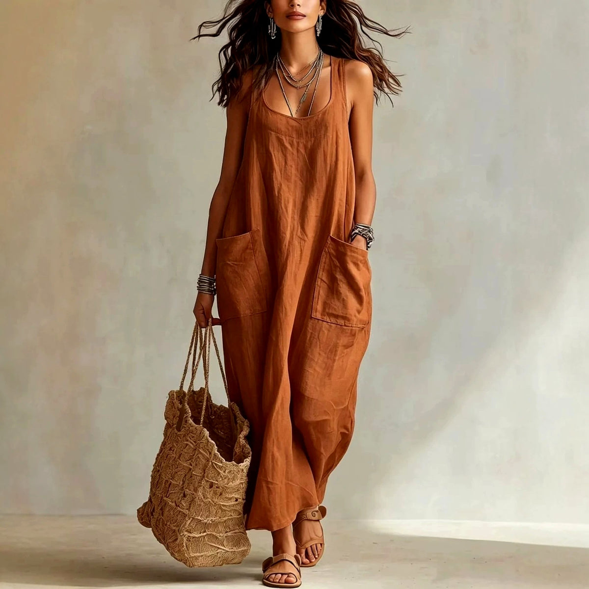Genevieve - Women's U-Neck Sleeveless Vacation Maxi Dress 3