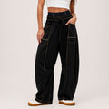 Gianna - Women's Wide-Leg Cargo Pants with Contrast Stitching