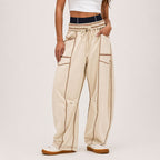 Gianna - Women's Wide-Leg Cargo Pants with Contrast Stitching