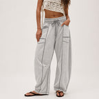 Gianna - Women's Wide-Leg Cargo Pants with Contrast Stitching