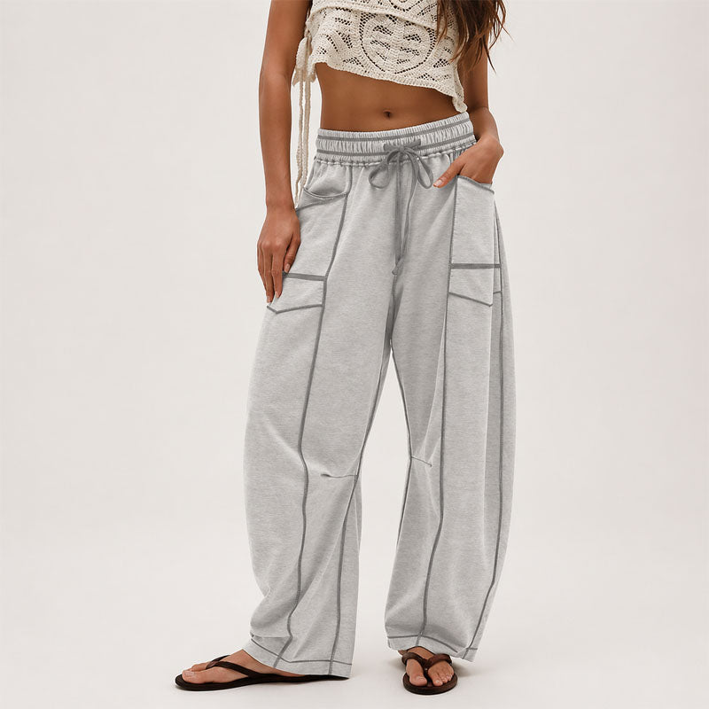 Gianna - Women's Wide-Leg Cargo Pants with Contrast Stitching