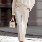 Gisela - Women's Mandarin Collar Top and Pleated Pants Set 7