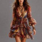 Gisela - Women's Watercolor Printed Ruffle Mini Dress 1