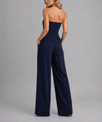 Giselle - Women's Strapless Structured Jumpsuit with Wide Legs