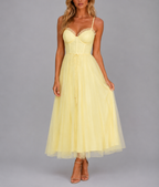 Greta - Women's Corset Bodice Tulle Midi Dress