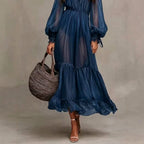 Griselda - Women's Square Neck Puff Sleeve Resort Maxi Dress 2