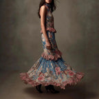 Hadley - Women's Floral High-Neck Ruffle Maxi Dress 2