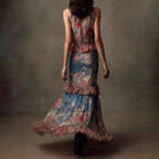 Hadley - Women's Floral High-Neck Ruffle Maxi Dress 3