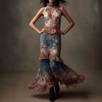 Hadley - Women's Floral High-Neck Ruffle Maxi Dress 4
